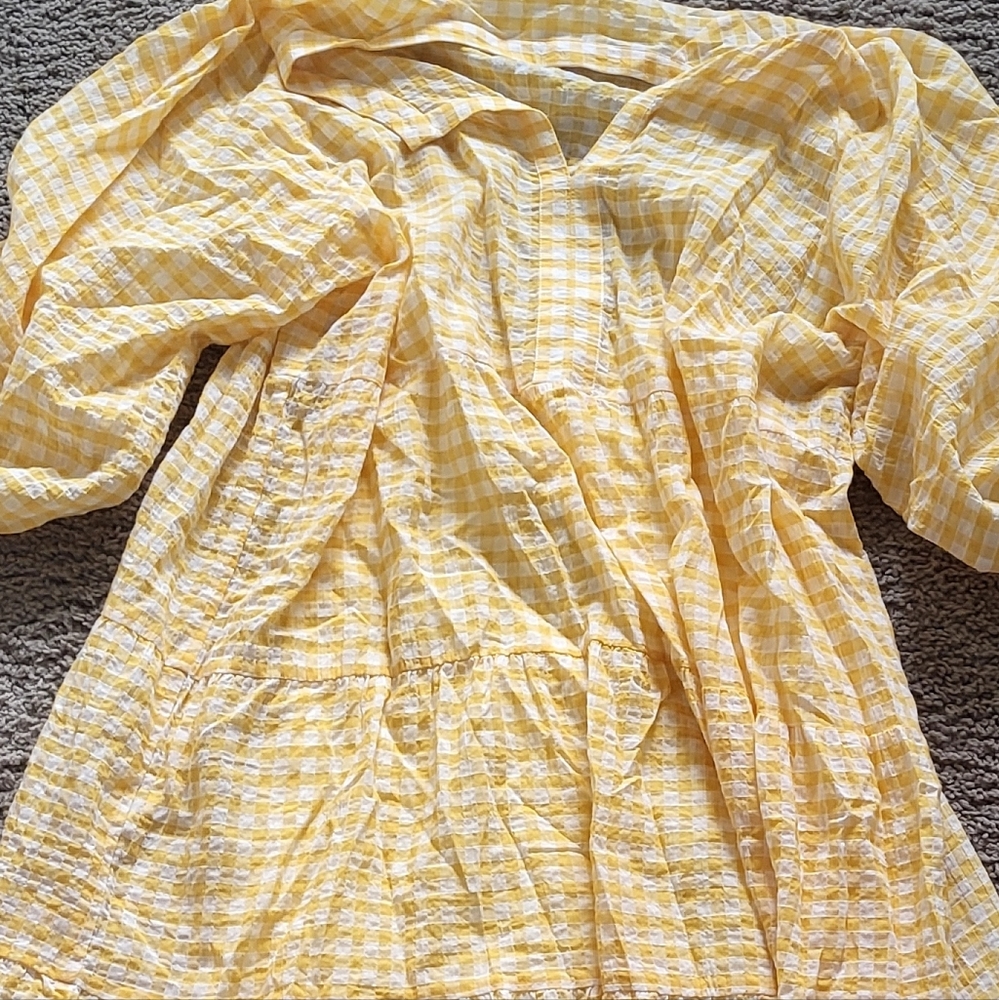 Yellow Checkered Dress New Without Tags.